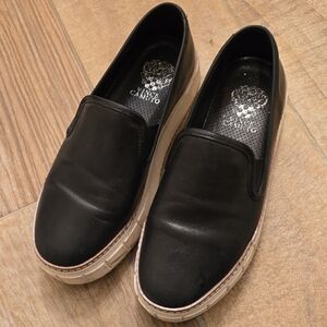 Vince Camuto Black Leather Womens Loafers